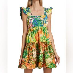 Farm Rio Caipirinha Tiered Cotton Mini Dress